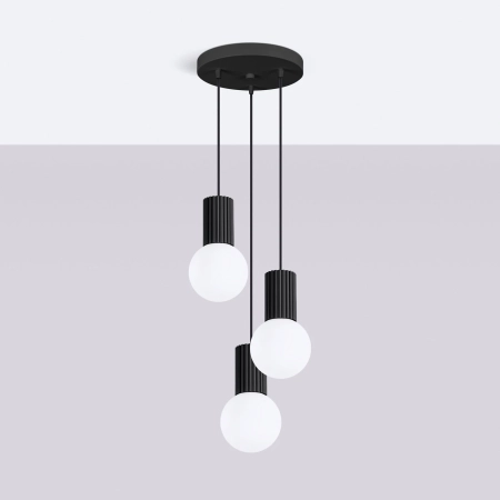 Lampa wisząca HALO 3P czarna SL.1715 - Sollux