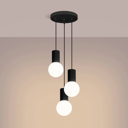 Lampa wisząca HALO 3P czarna SL.1715 - Sollux