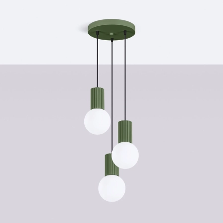Lampa wisząca HALO 3P zielona oliwka SL.1725 - Sollux