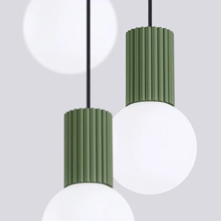 Lampa wisząca HALO 3P zielona oliwka SL.1725 - Sollux