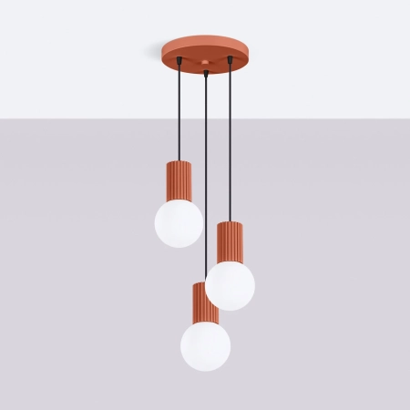 Lampa wisząca HALO 3P ochra czerwona SL.1730 - Sollux