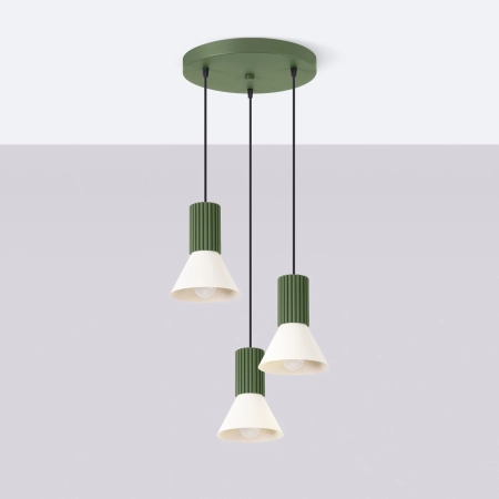 Lampa wisząca ESTRIA 3P beżowa/zielona oliwka SL.1873 - Sollux