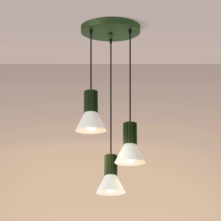 Lampa wisząca ESTRIA 3P beżowa/zielona oliwka SL.1873 - Sollux