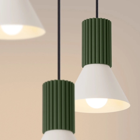 Lampa wisząca ESTRIA 3P beżowa/zielona oliwka SL.1873 - Sollux