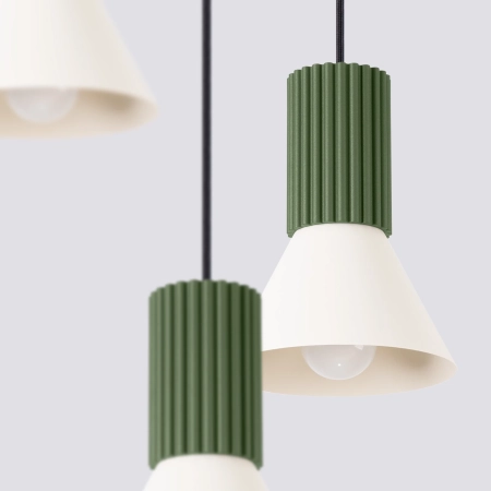 Lampa wisząca ESTRIA 3P beżowa/zielona oliwka SL.1873 - Sollux
