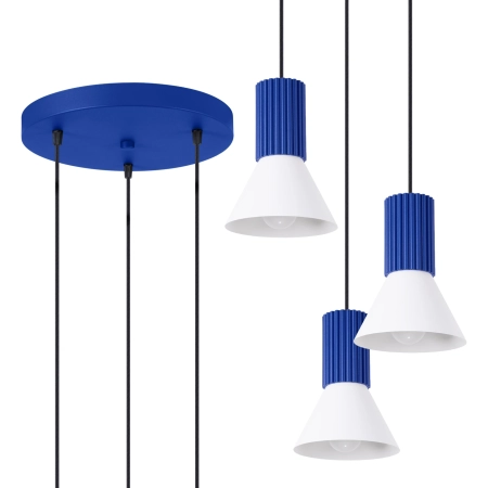 Lampa wisząca ESTRIA 3P biała/ultramaryna SL.1875 - Sollux