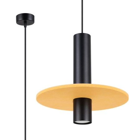 Lampa wisząca PELTA 1 czarna/żółta SL.1883 - Sollux