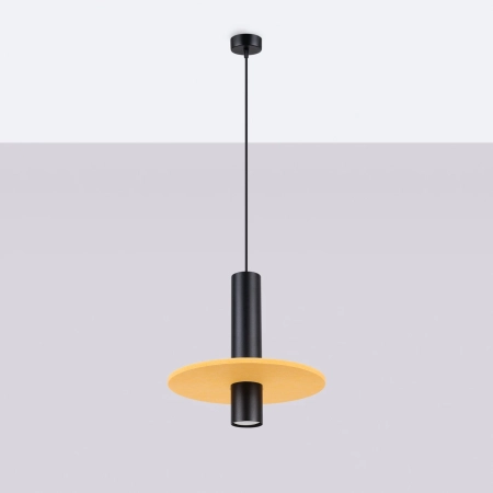 Lampa wisząca PELTA 1 czarna/żółta SL.1883 - Sollux
