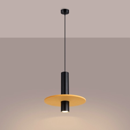Lampa wisząca PELTA 1 czarna/żółta SL.1883 - Sollux