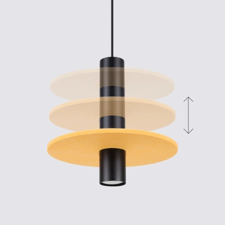 Lampa wisząca PELTA 1 czarna/żółta SL.1883 - Sollux