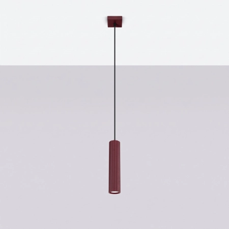 Lampa wisząca aluminiowa burgundowa 1-punktowa KARBON 1 z serii KARBON SL.1918 - Sollux Lighting