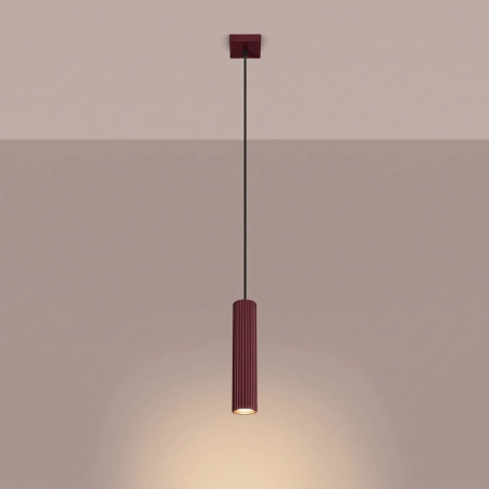 Lampa wisząca aluminiowa burgundowa 1-punktowa KARBON 1 z serii KARBON SL.1918 - Sollux Lighting