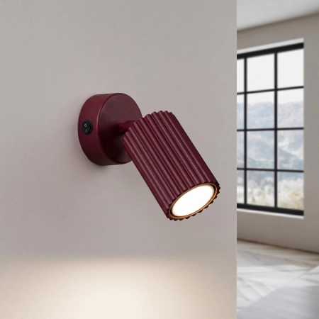 Kinkiet aluminiowy burgundowy z włącznikiem KARBON SL.1920 - Sollux Lighting