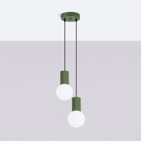 Lampa wisząca HALO 2P zielona oliwka SL.1974 - Sollux