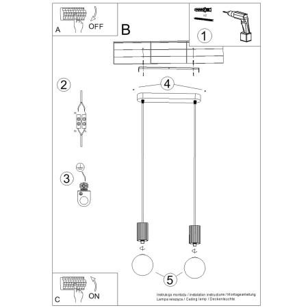 Lampa wisząca HALO 2L zielona oliwka SL.1984 - Sollux