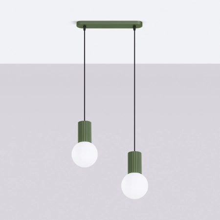 Lampa wisząca HALO 2L zielona oliwka SL.1984 - Sollux