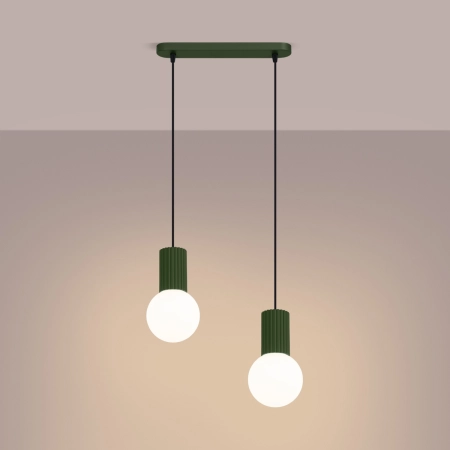 Lampa wisząca HALO 2L zielona oliwka SL.1984 - Sollux
