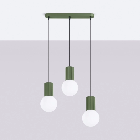 Lampa wisząca HALO 3L zielona oliwka SL.1994 - Sollux