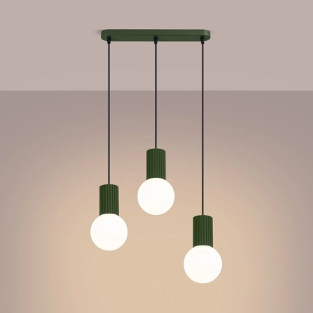 Lampa wisząca HALO 3L zielona oliwka SL.1994 - Sollux