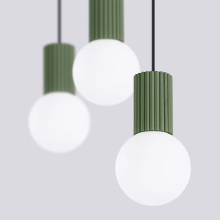 Lampa wisząca HALO 3L zielona oliwka SL.1994 - Sollux