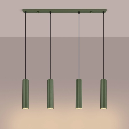 Lampa wisząca KARBON 4L zielona oliwka SL.2005 - Sollux