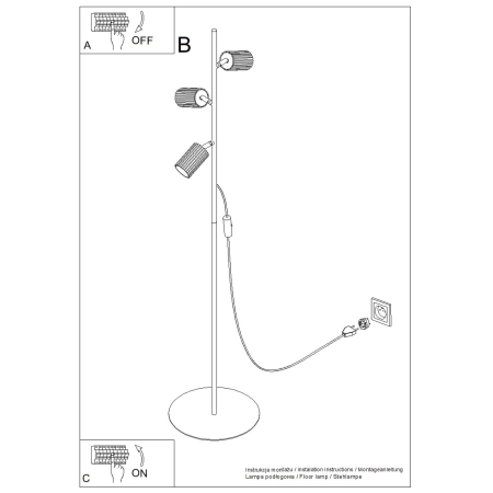 Lampa podłogowa aluminiowa beżowa 3-punktowa KARBON 3 SL.2018 - Sollux Lighting