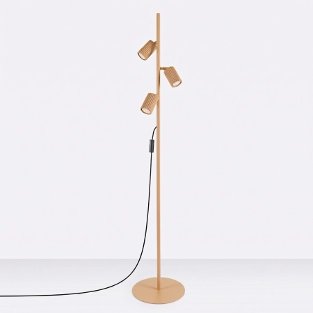 Lampa podłogowa aluminiowa złota 3-punktowa KARBON 3 z serii KARBON SL.2022 - Sollux Lighting
