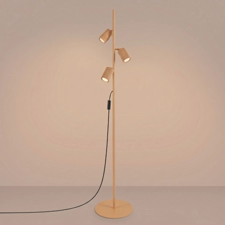 Lampa podłogowa aluminiowa złota 3-punktowa KARBON 3 z serii KARBON SL.2022 - Sollux Lighting