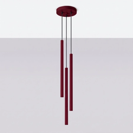 Lampa wisząca stalowa burgundowa 3-punktowa z serii PASTELO SL.2123 - Sollux Lighting