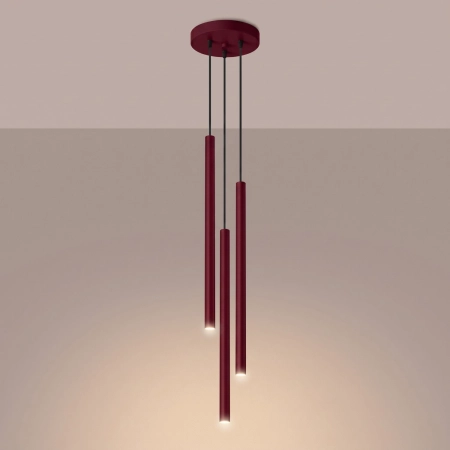 Lampa wisząca stalowa burgundowa 3-punktowa z serii PASTELO SL.2123 - Sollux Lighting