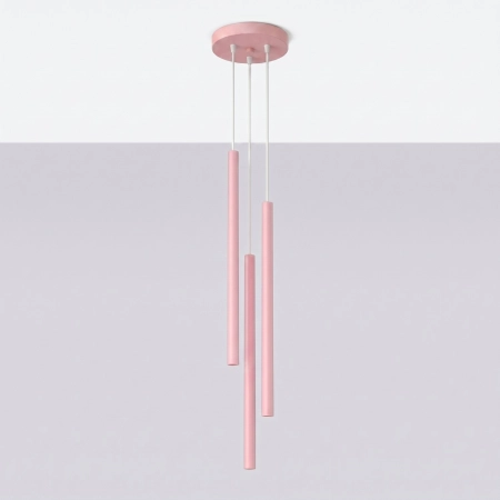 Lampa wisząca stalowa różowa 3-punktowa z serii PASTELO SL.2131 - Sollux Lighting