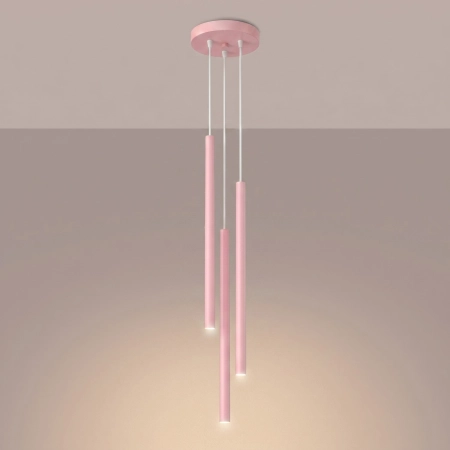Lampa wisząca stalowa różowa 3-punktowa z serii PASTELO SL.2131 - Sollux Lighting