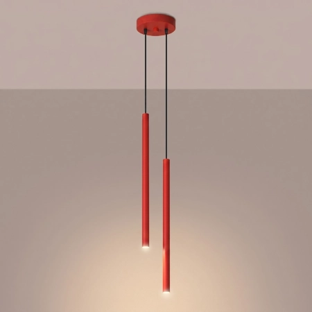 Lampa wisząca stalowa czerwona 2-punktowa PASTELO 2 z serii PASTELO SL.2142 - Sollux Lighting