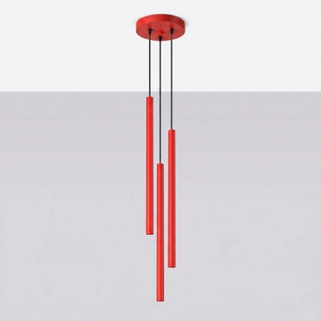 Lampa wisząca stalowa czerwona 3-punktowa z serii PASTELO SL.2143 - Sollux Lighting