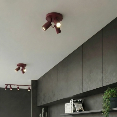 Plafon stalowy burgundowy 3-punktowy z serii RING SL.2162 - Sollux Lighting