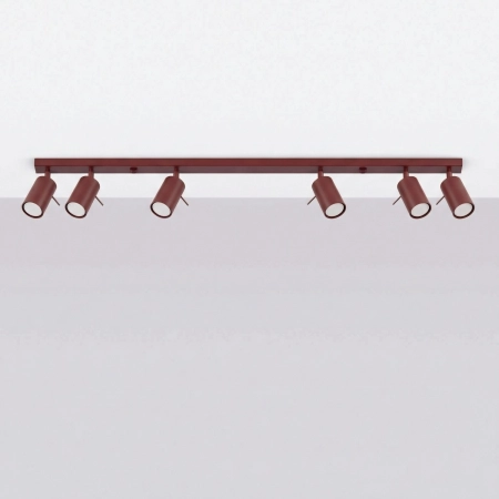 Plafon stalowy podłużny burgundowy 6-punktowy RING SL.2164 - Sollux Lighting