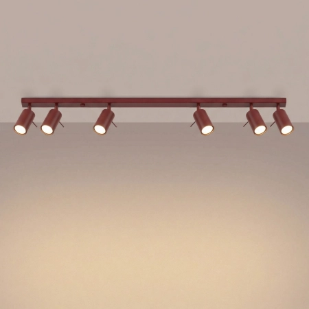 Plafon stalowy podłużny burgundowy 6-punktowy RING SL.2164 - Sollux Lighting