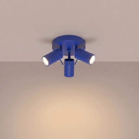 Plafon stalowy kwadratowy 3-punktowy ultramaryna RING 3P SL.2168 - Sollux Lighting