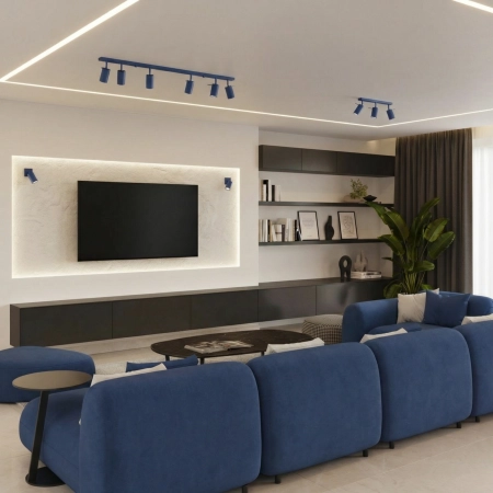 Plafon stalowy podłużny 6-punktowy ultramaryna RING 6L z serii RING SL.2170 - Sollux Lighting