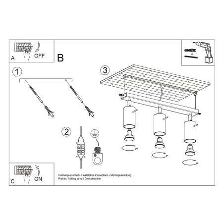 Plafon stalowy różowy 3-punktowy 45cm RING 3L z serii RING SL.2173 - Sollux Lighting