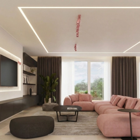 Plafon stalowy różowy kwadratowy 3-punktowy z serii RING SL.2174 - Sollux Lighting