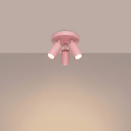 Plafon stalowy różowy kwadratowy 3-punktowy z serii RING SL.2174 - Sollux Lighting