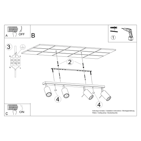 Plafon stalowy szałwiowy 4-punktowy 80cm RING SL.2181 - Sollux Lighting