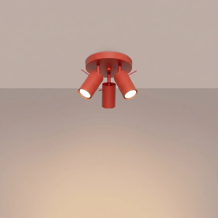 Plafon stalowy czerwony 3-punktowy z serii RING SL.2192 - Sollux Lighting