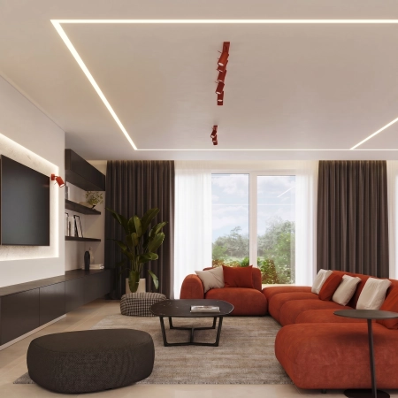 Plafon stalowy czerwony 6-punktowy designerski z serii RING SL.2194 - Sollux Lighting