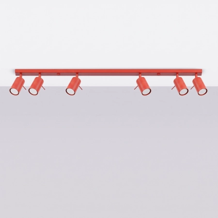 Plafon stalowy czerwony 6-punktowy designerski z serii RING SL.2194 - Sollux Lighting