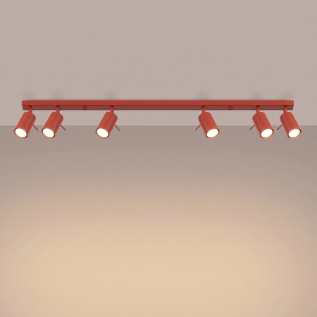 Plafon stalowy czerwony 6-punktowy designerski z serii RING SL.2194 - Sollux Lighting