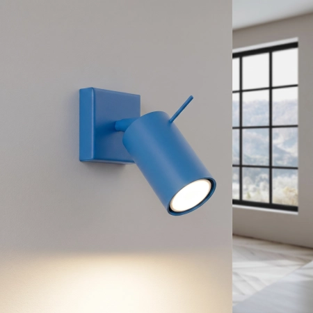 Kinkiet stalowy błękitny kwadratowy 15cm RING SL.2201 - Sollux Lighting