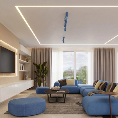 Plafon stalowy błękitny podłużny 6-punktowy z serii RING SL.2206 - Sollux Lighting