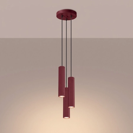 Lampa wisząca KARBON 3P burgund SL.2303 - Sollux